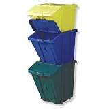 Allied T6230 3-Piece Stackable Recycling Bins with Lids Set by Allied