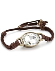 Ettika "Leather" Medium Oval Crystal Gem Braided Bracelet