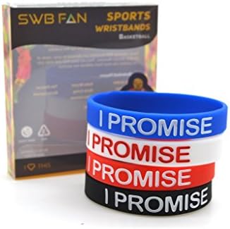 SWBFAN Bracelets I PROMISE In 3D Letters - Basketball Star Wristband - Great Gift For Sports Fans, 4 Different Colors, Durable & Eco Friendly (Child 6.7X0.47X0.07 Inches, "I PROMISE" SET)