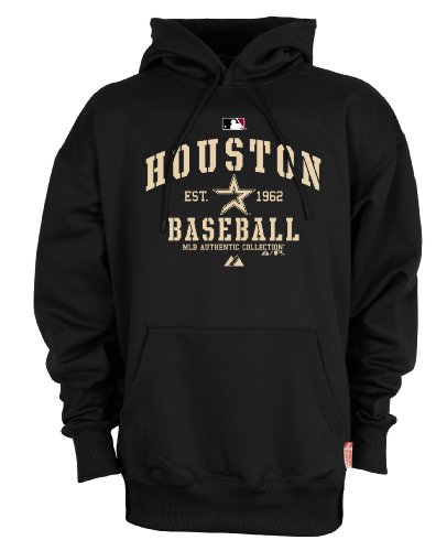MLB Houston Astros Adult Long Sleeve Hooded Fleece Pullover (Pro Black, X-Large)