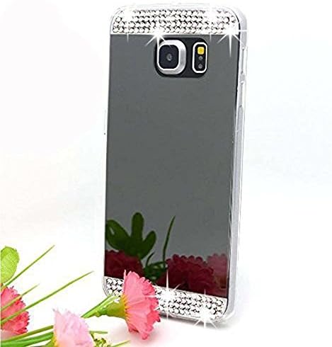 Galaxy Note 7 Mirror Glass Case-Auroralove Slim Luxury Soft Crystal TPU Gel Silicone Bling Makeup Case for Samsung Note 7 (Black Bling)