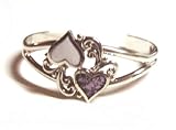 Double Heart Cuff Bracelet Made in USA with Lavender and White