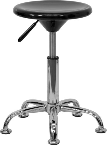 Flash Furniture Black Plastic Adjustable Stool with Heavy Duty Polished Chrome Base