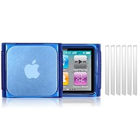 APPLE IPOD NANO 6TH GENERATION GEL CASE - BLUE, WITH 6-IN-1 SCREEN PROTECTOR PACK PART OF THE QUBITS ACCESSORIES RANGE PART OF THE QUBITS ACCESSORIES RANGE