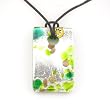 Rectangle Silver Foil Pendant - Camilla Green/Silver Style2 Rectangle Silver Foil Pendant - Camilla Green/Silver Style2