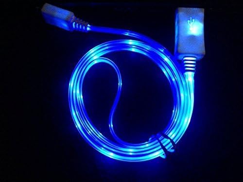 Enapy LED Visible Data Sync Charging Light Up Flat Noodle USB Cable for iPhone 6, 6 Plus, 5, 5S, 5C, iPAD Air 1, 2 &amp; iPAD Mini 2 &amp; 3 (Blue)