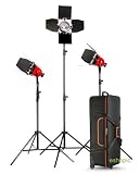Professional 2400W Redhead Studio Lighting Kit Set with Wheeled Bag
