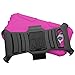 Galaxy On5 Case With Tempered Glass Screen Protector,IDEA LINE(TM) Heavy Duty Armor Shock Proof Dual Layer Holster Locking Belt Swivel Clip with Kick Stand + Stylus Pen(Hotpink/Black)