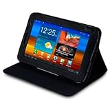 IMAGE OF SAMSUNG GALAXY TAB 7.0 PLUS BLACK PU LEATHER FOLIO CASE + QUBITS MICROFIBRE CLEANING CLOTH