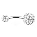 MSmask Elegant Round Twinkle Fashion Crystal Steel Belly Button Ring Navel Ring Bar Body Piercing Jewelery Stud Barbell (Silver + White)