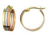 Triple Hoop Huggie Earrings in Tri-Colored Gold