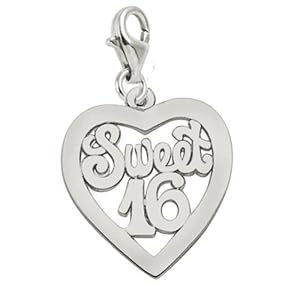 Rembrandt Charms Sweet 16 Charm with Lobster Clasp, 14k White Gold