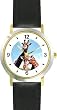 Giraffe Photo African Animal - WATCHBUDDY&reg; DELUXE TWO-TONE THEME WATCH - Arabic Numbers - Black Leather Strap-Women's Size-Small