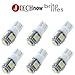 Jtech 6x 194 168 2825 T10 5 SMD White LED Car Lights Bulb by Newest Chipset Technology