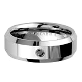 8mm 1 one Stone Black Diamond Bezel Men's Cobalt Free Tungsten Carbide COMFORT-FIT Wedding Band Ring (Size 8 to 12)