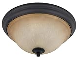 CANARM LTD RIFM250A14 ORB Flamenco 2 Light Flushmount Amber Scavo Glass 60W Type A Oil Rubbed Bron