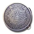 Aztec Calendar Buckle - Brown - Pewter Belt Buckle