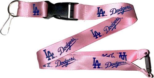 MLB breast cancer los angeles LA dodgers pink blue buckle keychain lanyard