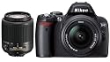 Nikon D40 SLR-Digitalkamera (6 Megapixel) Double Zoom Kit schwarz inkl. DX 18-55/3.5-5.6G ED II + DX 55-200/4-5,6G ED