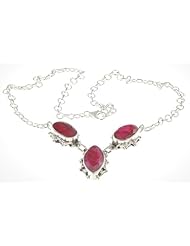 925 Sterling Silver Created RUBY Necklace, 17", 22.7g