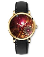 SPRAWL Aanalog Fashion Series Gold Ladies Watches of Genuine Black Leather Strap,Unique Wrist Watch for Women Girls Designed with the core