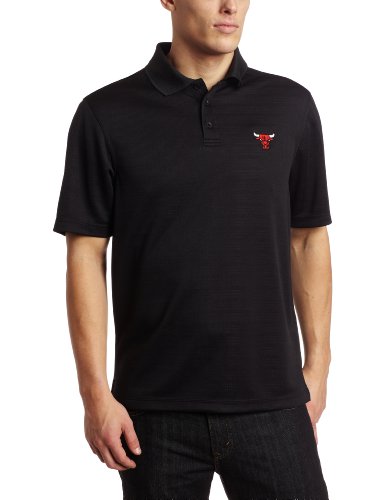 NBA Men's Chicago Bulls Full Color Logo Clima Polo (Black, X-Large)