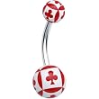 White Red Clubs Playing Card Belly Ring