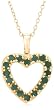 Yellow Gold Overlay Sterling Silver Emerald  and Diamond Accent Heart Pendant, 18"