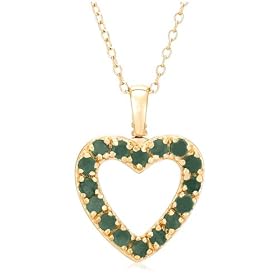 Buy Yellow Gold Overlay Sterling Silver Emerald and Diamond Accent Heart Pendant, 18 by Amazon.com Collection