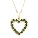 Yellow Gold Plated Sterling Silver Emerald and Diamond Accent Heart Pendant, 18"