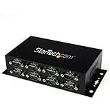 StarTech.com 8 Port USB to DB9 RS232 Serial Adapter Hub with Industrial DIN Rail and Wall Mountable, Black ICUSB2328I