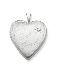 Sterling Silver 20mm Best Friend With Diamond Heart Locket