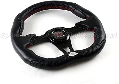 91-96 Toyota Land Cruiser USA Black Red Stitched 6-Hole Aftermarket Steering Wheel + Hub Boss Adapter Kit