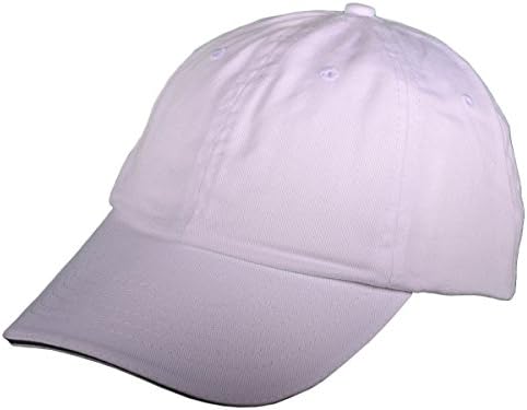 Low Profile Unstructured Washed Twill Cap Hats (White/Black)