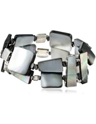 Kenneth Cole New York "Shell Brilliance" Geometric Shell 2 Row Stretch Bracelet, 7.5"