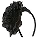 6 Inch Flower Satin Covered Headband - Black OSFM