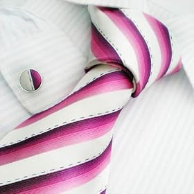Pink Striped Cheap Ties for Men White Stripes Birthday Gifts for Man Fashion Silk Ties Cuff Links...