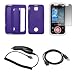Purple Silicone Gel Skin Cover Case + LCD Screen Protector + Rapid Car Charger + USB Data Sync Charge Cable for Motorola Rival A455 [Accessory Export Brand]