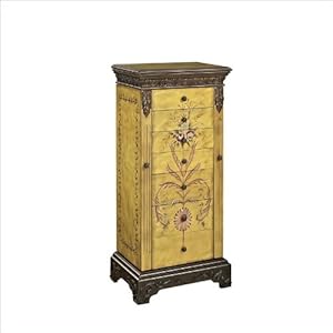 Powell Masterpiece Handpainted Wood Jewelry Armoire, Antiqued Parchment