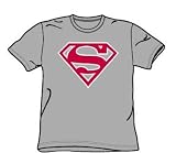 Superman - Red & White Shield - Adult Heather S/S T-Shirt For Men