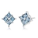 1.50 Carats Princess Cut London Blue Topaz Earrings in Sterling Silver