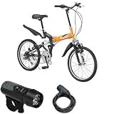Raychell(レイチェル) 20インチ6段変速Wサスペンション折り畳み自転車【カギ・ライト付】 オレンジ 20インチ MFWS-206R OR/BK