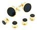 Elegant diamond cut edge gold plated and onyx formal set. Made in the USA