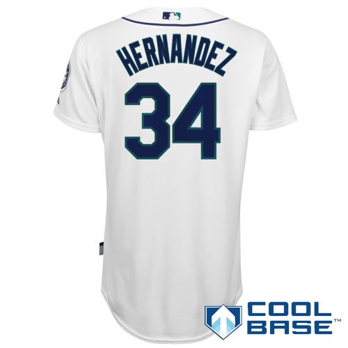 MLB Men's Seattle Mariners Felix Hernandez Six Button Cool Base Authentic Home Jersey (White, 40/Medium)