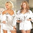 Charmeuse Babydoll w/ Robe and Hanger in Plus Sizes 1x/2x 3x/4x Black Pink Purple Red White