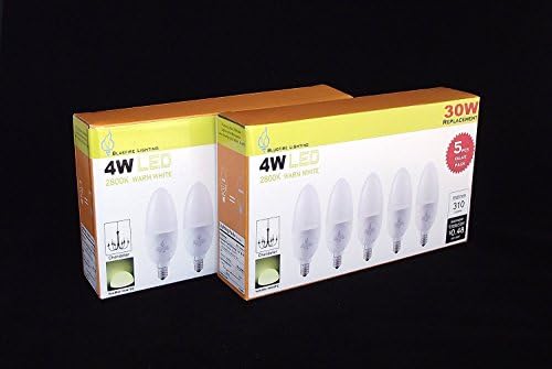 Bluefire Lighting 4W B11 LED Candelabra Bulb, 2800K, 310 lm, 30W Replacement Value Pack (Non-dimmable), Warm White, 10 Piece