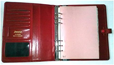 filoFax Keswick A5 Personal Organizer Red Genuine Leather with Tabs and Planner Sheets