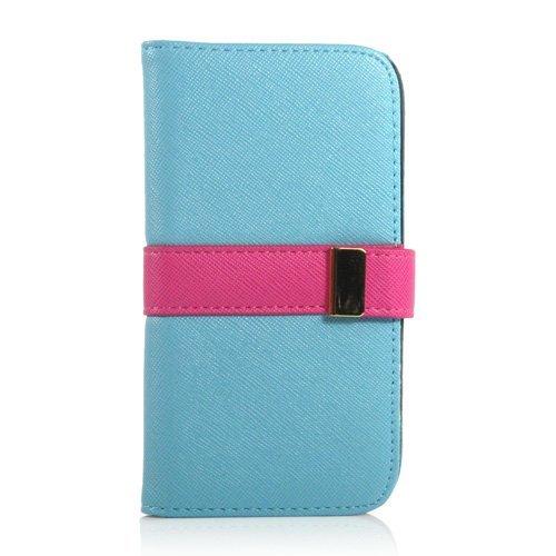 ZuGadgets Blue Exquisite Diary Design Stripe Leather Cover Case Wallet Holder for Samsung Galaxy S III S3 i9300 (7613-4)