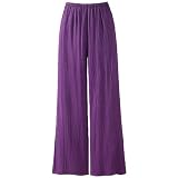 Cotton gauze wide-leg pants