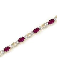 14kt Yellow Gold Oval Ruby and Diamond Bracelet